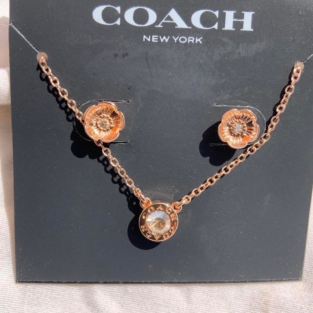 Coach Signature Stone Tea Rose 3-Piece Jewelry Set NWT
